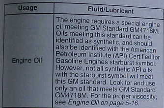 Cadillac recommended motor oil