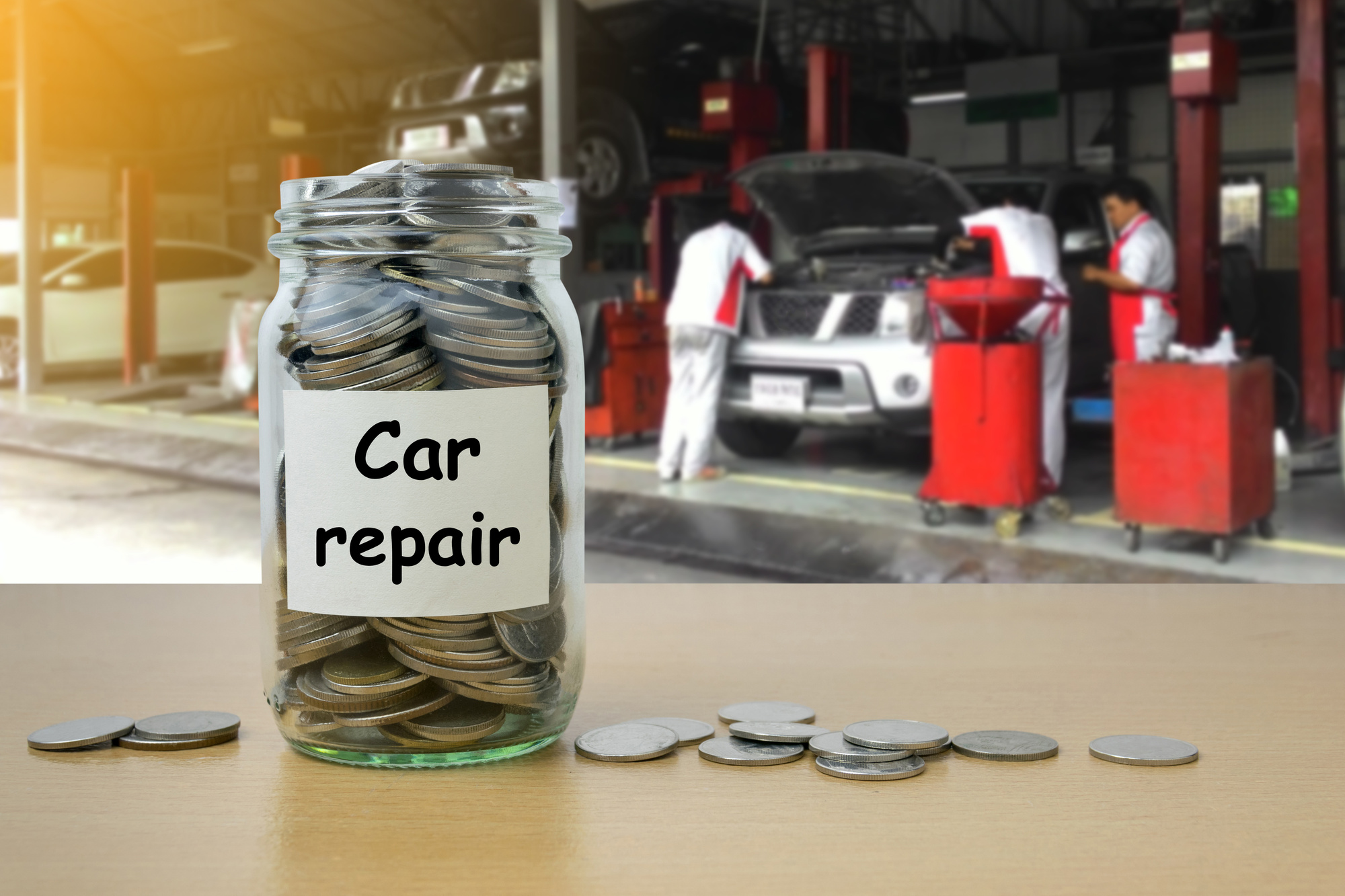 car repair jar of money
