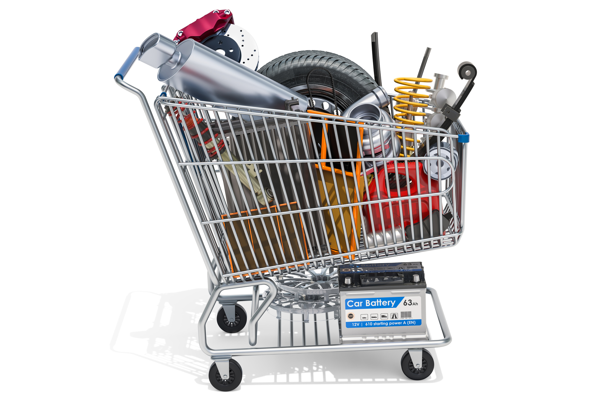 shopping cart of auto parts