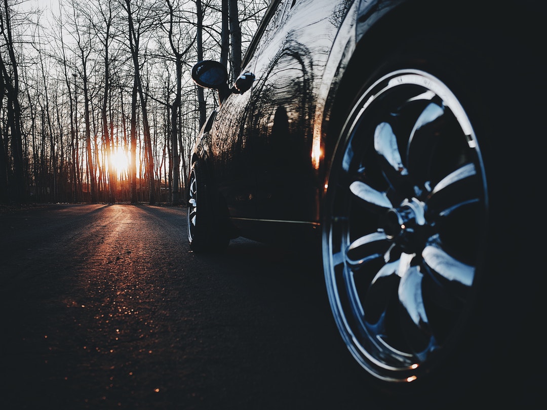 tires on car on road