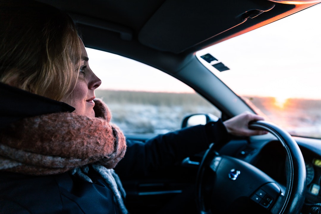 woman driving car