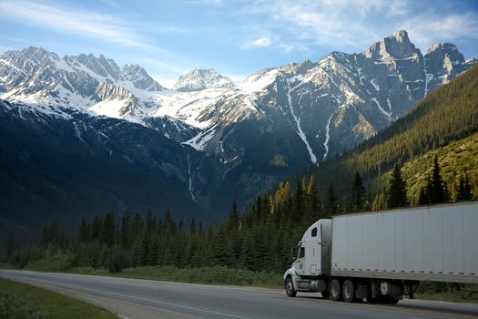 truck driving down road