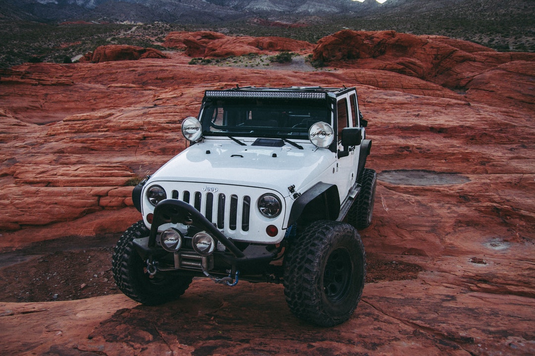 jeep on rocks