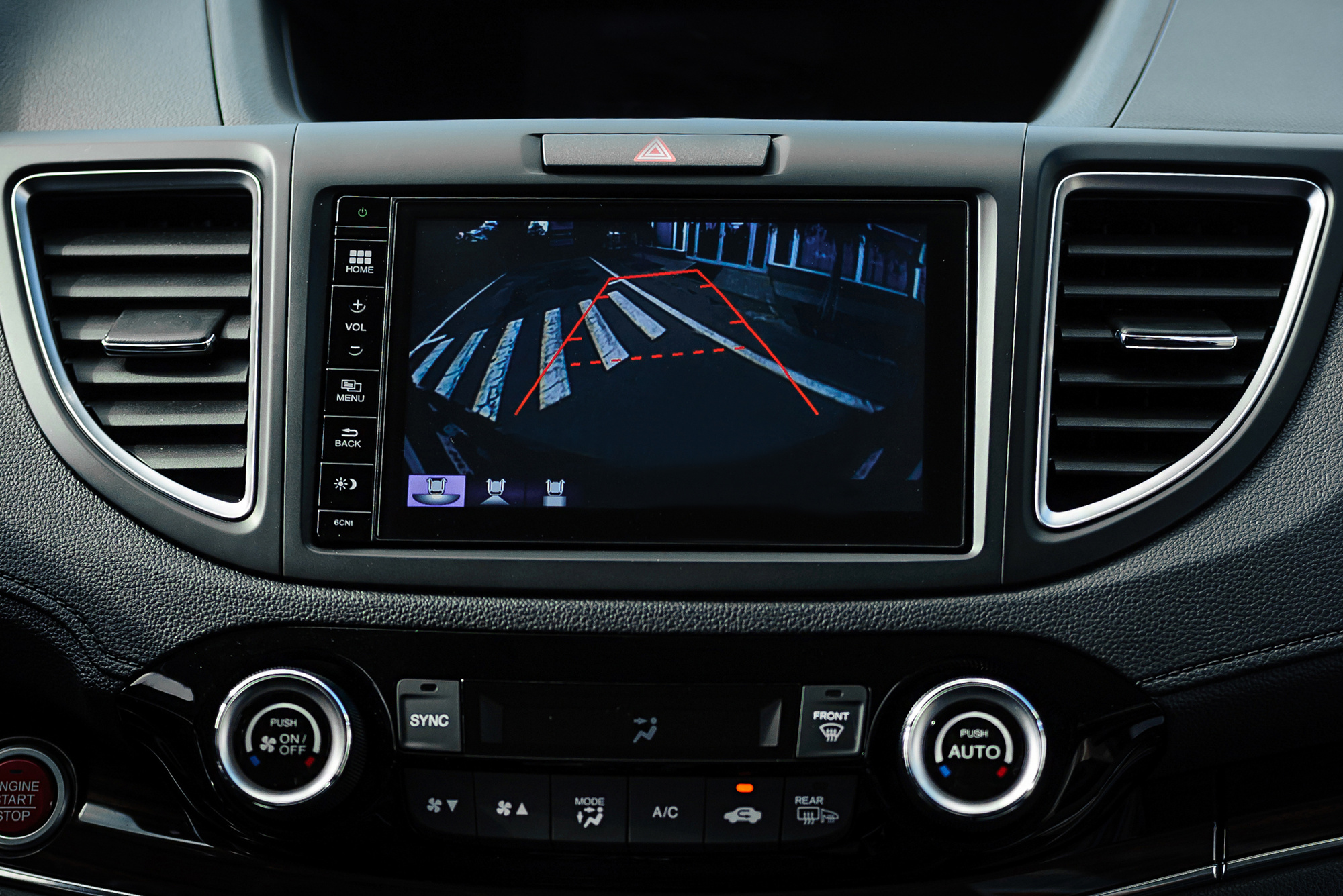 car dashboard with camera display