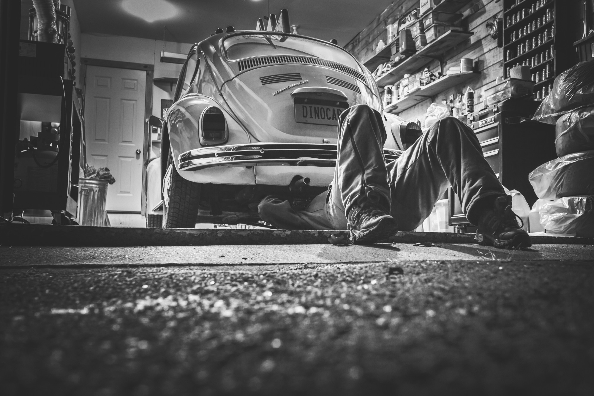 Car Being Repaired in an Automative Shop